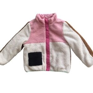 Andy & Evan Reversible Sherpa Jacket Girls 5Y Pink Colorblock Fleece Lightweight